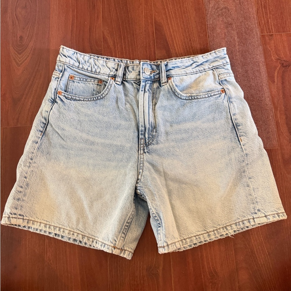 Zara Light Blue Washed Denim Shorts